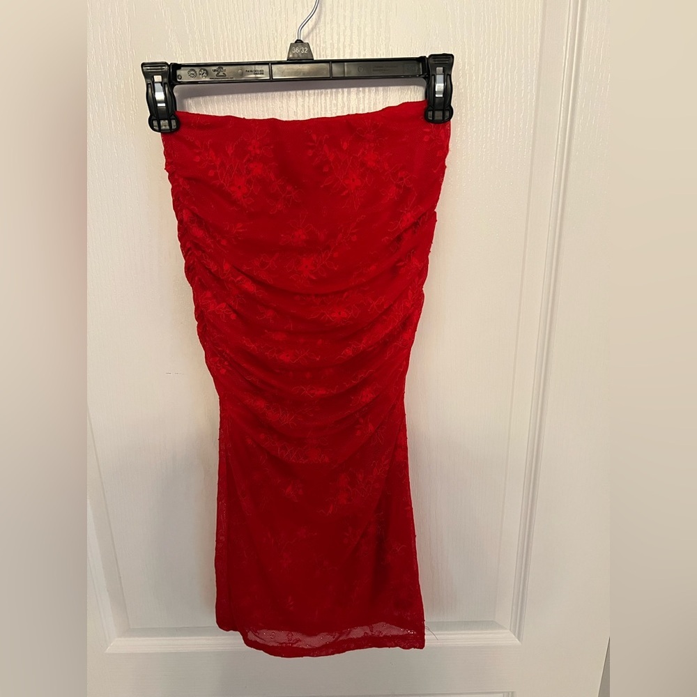AFRM Vibrant Red Lace Mini Dress